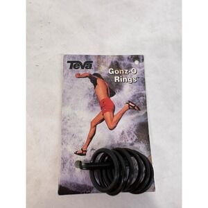 Vintage Teva Gonz-O Rings Strap Locks 6 Pack Black Sandal Accessories 1994 NEW